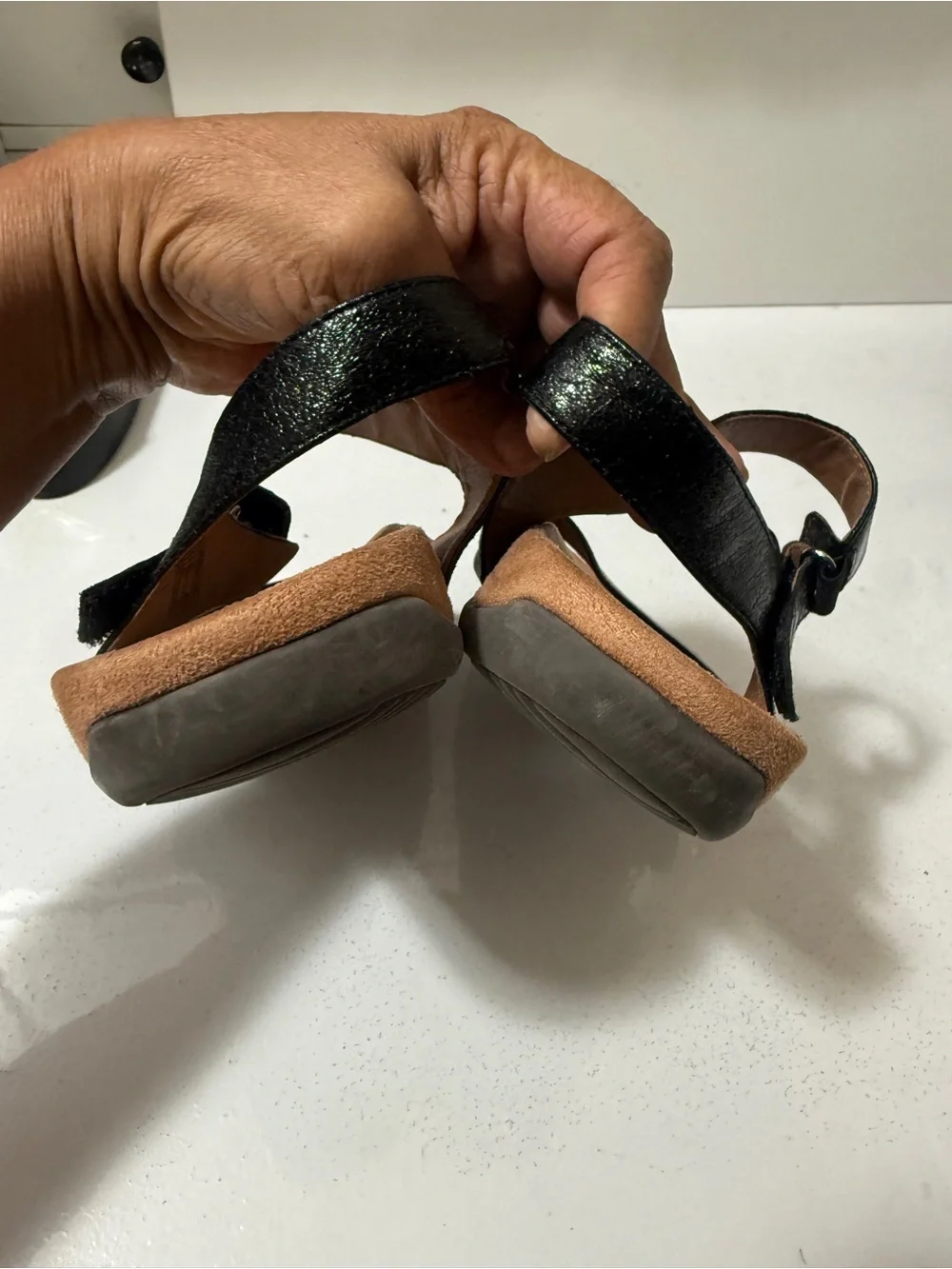 VIONIC Black Women's Comfort Sandals with Adjustable Ankle Strap